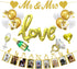 Wedding Decorations,Mr & Mrs Banner, Photo Banner and Set of 12+5 distinctive Balloons for Wedding/Anniversary/Engagement/Valentines Day Party