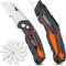 REXBETI 2-Pack Utility Knife, SK5 Heavy Duty Retractable Box Cutter for Cartons, Cardboard and Boxes, Blade Storage Design, Extra 10 Blades Included