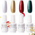 Gellen Christmas Gel Nail Polish Set - 4 Colors Forest Green, Flame Red, Sparkle Gold, Snow White, Popular Gel Nail Art Colors Home Manicure Kit, Color Nail Polish Kit
