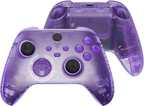 eXtremeRate Clear Atomic Purple Controller Full Set Housing Shell Case w/Buttons for Xbox Series X/S, Custom Replacement Side Rails Front Back Plate Cover for Xbox Series S & Xbox Series X Controller