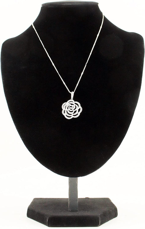 Tytroy Elegant 12" 3D Black Velvet Necklace Jewelry Display Model Bust Stand for Home (Dresser/Shelves) & Business (Showroom/Fair) Storage Decoration & Presentation (12in 1PC)