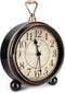 Classic Retro Alarm Clock, INTSUN Bed Alarm Clock Battery Operated Desk Clock Shelf Decor Metal Silent Alarm Clock for Bedrooms, Non Ticking (Black, Battery Excluded)