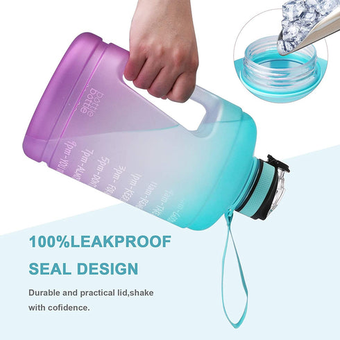 BOTTLE BOTTLE Gallon Water Bottle motivational with Straw & Big Handle, Large 1 Gallon Water Bottle with Time Marker , BPA Free Leakproof Water Jug for Fitness and Outdoor Sports.