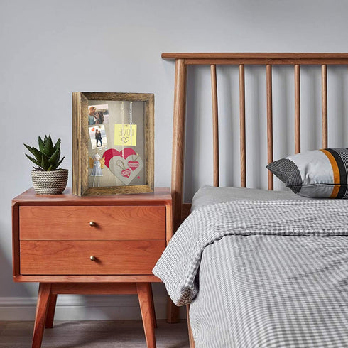 Love-KANKEI Shadow Box Frame 8x10 Shadow Box Display Case with Linen Back Memorabilia Awards Medals Photos Memory Box Carbonized Black