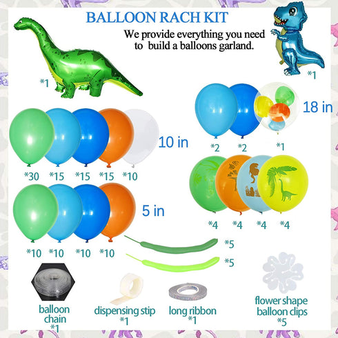 162 Pcs Boys Dinosaur Party Supplies with 4D T-Rex Balloon Dinosaur Jungle Jurassic Theme Balloons for Blue theme Boys Birthday Party Baby Shower Decorations