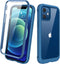 Diaclara Designed for iPhone 12/12 Pro Case, Full Body Rugged Case with Built-in Touch Sensitive Anti-Scratch Screen Protector, Soft TPU Bumper Case for iPhone 12/12 Pro 6.1" (Blue and Clear)