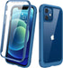 Diaclara Designed for iPhone 12/12 Pro Case, Full Body Rugged Case with Built-in Touch Sensitive Anti-Scratch Screen Protector, Soft TPU Bumper Case for iPhone 12/12 Pro 6.1" (Blue and Clear)