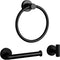 GAPPO 3 Piece Bathroom Hardware Accessories Set Matte Black SUS 304 Stainless Steel Wall Mounted Hand Towel Ring Toilet Paper Holder Robe Hook