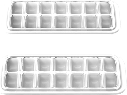 Chef Buddy Ice Lids for Freezing Food, Water, and Juice Kitchen Essential, Easy Fill and Spill Resistant (Set of 2) 14 Cube Tray, Multicolor