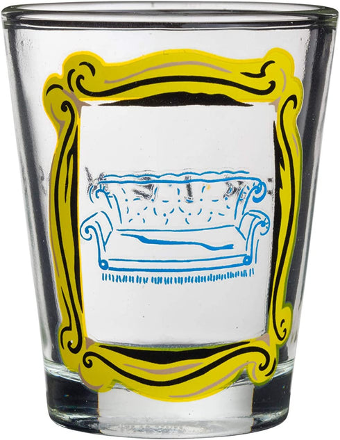 Silver Buffalo Friends Iconic Icons Yellow Frame 4 Pack Mini Glasses, 1.5 Ounces