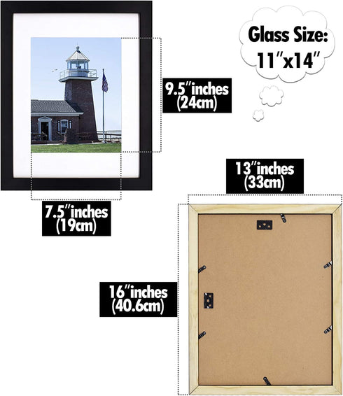 Golden State Art 11x14 Photo Wood Frame with Mat for 8x10 Picture BLACK