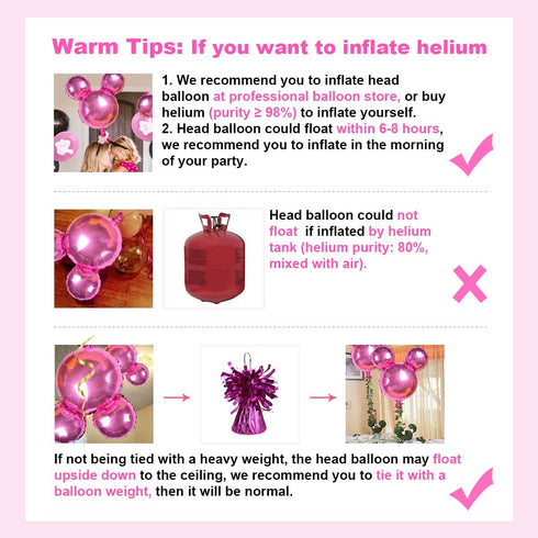 Cartoon Mouse Party Decorations Supplies 3rd Theme Hot Pink Happy Birthday Banner Garland Head Balloons Cake Topper for 3 Year Old Girl