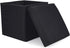 WoneNice Folding Storage Ottoman, Versatile Space-Saving Storage Toy Box with Memory Foam Seat, Max Load 100 kg Linen Black 12 x 12 x 12 Inch