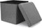 WoneNice Folding Storage Ottoman, Versatile Space-Saving Storage Toy Box with Memory Foam Seat, Max Load 100 kg Linen Gray 12 x 12 x 12 Inch