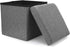 WoneNice Folding Storage Ottoman, Versatile Space-Saving Storage Toy Box with Memory Foam Seat, Max Load 100 kg Linen Gray 12 x 12 x 12 Inch
