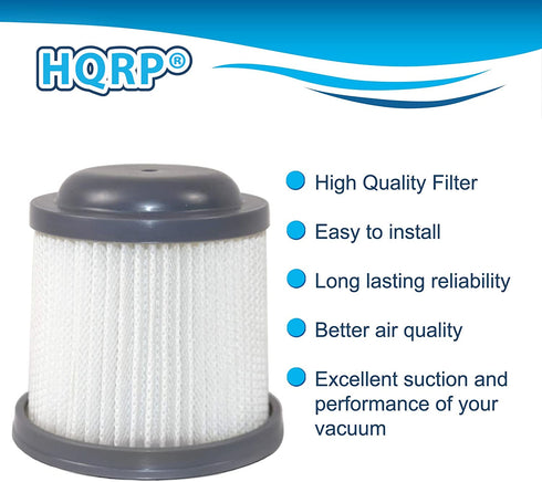 HQRP 2-pack Washable Filter compatible with Black & Decker HFVB320J27, HFVB315J22 DUSTBUSTER, HFVAB320JC26 Car Lithium FLEX Hand Vacuum PVF110