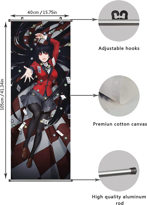 Anime Scroll Poster for Yumeko Jabami- Fabric Prints 100 cm x 40 cm | Premium and Artistic Anime Theme Gift | Japanese Manga Hanging Wall Art Room Decor