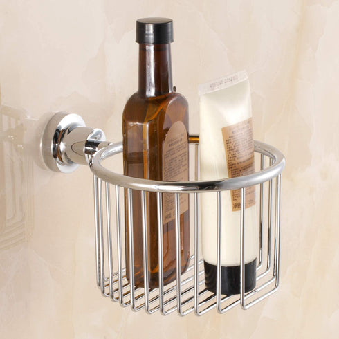Tissue Paper Basket Shelf Brass for Bathroom Organizers and Storage Shampoo Soap Holder Wall-Mounted Polished Chrome