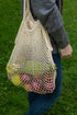 Organic Cotton Mesh Tote Bags Reusable Mesh Grocery Bags - Reusable Shopping Bags for Groceries - French Market Bag - Fish Net Farmers Market Bag - Mesh Produce, Vegetable & Grocery Bags (3 Bags)