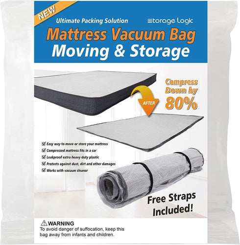 Twin/Twin XL Foam Mattress Vacuum Bag for Moving, Vacuum Seal Mattress Storage Bag with Straps