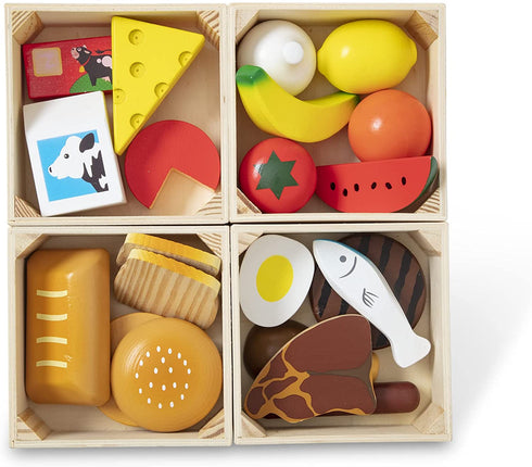 Melissa & Doug Food Groups - 21 Wooden Pieces and 4 Crates