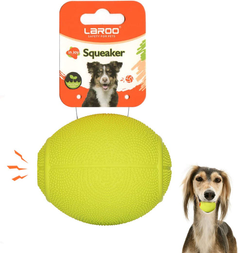 LaRoo Squeaky Dog Ball Toy, Durable Natural Rubber Squeaker Ball Floating Throwing Training, Teeth Cleaning Chew Toy for Pet Small Medium Large Dogs (6.5cm Green)