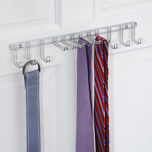iDesign Classico Wall Mount 12-Hook Closet Organizer Rack - 10.25" x 3.75" x 6.75", Chrome