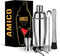 Amico Premium Stainless Steel Bar Set 24 Ounce with 6 Pcs Accessories Innovative Rubber Ring Design with Mixing Spoon, 2 Pourers, Jiggle & Muddler Built-in Bartender Strainer (Includes Muddler)