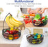 Auledio Fruit Basket Bowl with Banana Tree Hanger, Vegetables Storage Snacks holder Rack Bread Stand