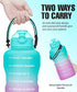 Water Bottles with Times to Drink, 1 Gallon/128oz BPA Free Leak-proof Water Bottle with Time Marker & Straw Perfect for Fitness Gym Camping Outdoor Sports, Water Jug