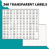 Light Switch Label Sticker Clear Transparent with Text. for Home, Kitchen, Bathroom, Office School Use. 248 Clear Labels (Includes Blank Labels)