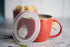 Kook Ceramic Soup Mugs, with Handle and Vented Plastic Lid, Microwave Safe, Travel Cups, for Coffee, Cereal, Noodles and Tea, 25 oz, Set of 2,Cherry/Grey