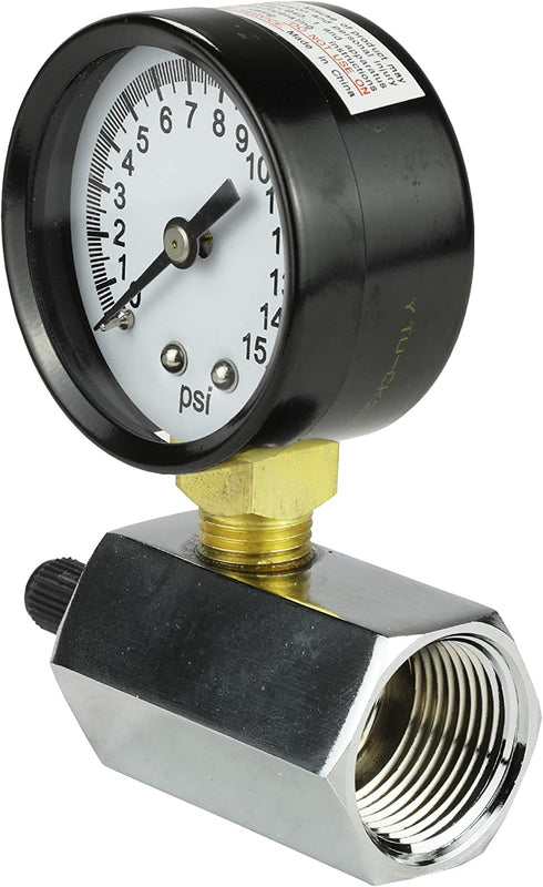 DANCO Gas Test Gauge for 0-15 psi at 1/10 Increments, Chrome-Plated (94352)