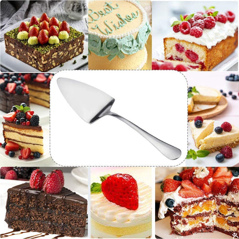 KSENDALO Wide Pie Servers Set of 5, 10.63" Stainless Steel Cake Servers, Cake Pizza Cutter Tart Dessert Slicer for Party, Silver