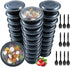 Plastic Meal Prep Containers, 30 Pack 32 oz, Reusable Food Storage Containers with Lids, Salad Container for lunch, Disposable Salad Bowls, Food Prep Bowls, Takeout Bento Box Freezer 10 Forks