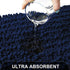 TEESHLY Luxury Chenille Bath Rug for Bathroom - Extra Soft Absorbent Thick Shaggy Bath Mat, Non Slip Machine Washable Plush Carpet Floor Mat for Tub, Shower, and Room (Navy, 32" x 20")