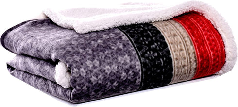 Eddie Bauer Home | Brushed Collection | Giftable Sherpa Fleece Reversible Throw, Ultra Soft & Cozy, Perfect for Bed or Couch, Fair Isle Dark Steel