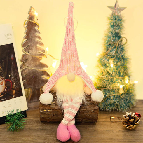 HELPLEX 5 Pack 14 inch Christmas Lucky Gnome Tomte Plush Elf Scandinavian Santa with Light, Irish Gnomes Plush Elf Doll Scandinavian Ornaments for Christmas Tree Home Garden Holiday Decorations Gift
