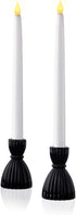 Black Candlestick Holder Set - Glass Taper Candle Holders, Glossy Black Finish, 3.5 Inch Height, Fits Standard 3/4 Inch Tapered Candles, Modern Kitchen Decor, Wedding Centerpiece - Pack of 2
