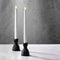 Black Candlestick Holder Set - Glass Taper Candle Holders, Glossy Black Finish, 3.5 Inch Height, Fits Standard 3/4 Inch Tapered Candles, Modern Kitchen Decor, Wedding Centerpiece - Pack of 2