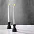 Black Candlestick Holder Set - Glass Taper Candle Holders, Glossy Black Finish, 3.5 Inch Height, Fits Standard 3/4 Inch Tapered Candles, Modern Kitchen Decor, Wedding Centerpiece - Pack of 2