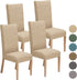 Dining Room Chair Covers Stretch Polyester Parsons Chair Slipcover Removable Washable Kitchen Chair Protector for Dining Room Hotel Set of 4 (Beige)