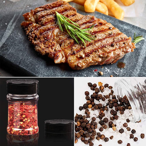 20 Pack 5oz Clear Plastic Spice jars Storage Bottle Container,Seasoning bottles with Black Cap,Chalkboard labels,Chalk Marker for Storing Spice,Herbs,Powders,Salt and Pepper