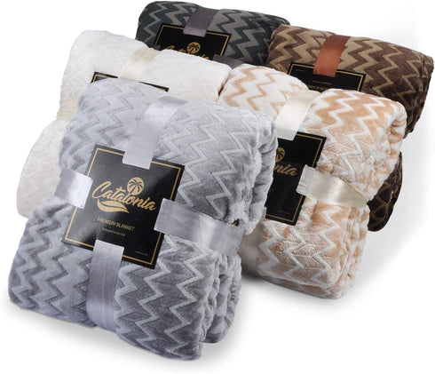 Silky Soft Grey Sherpa Throw Blanket, Flannel Chevron Micro Plush Fleece Throws for Couch Sofa TV Bed, Reversible, Comfy, Fuzzy, 50"x60"