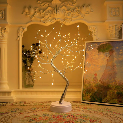 MEETYOU Tabletop Bonsai Tree Lights, DIY LED Artificial Tree Lamp ,Battery/USB Operated Night Light for Room Decor, Home Decor,Bedroom, Wedding,Christmas, (Warm White, 108 LED Sliver )