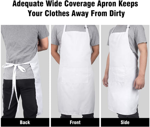 Xornis 2 Pack 100% Cotton Bib Aprons with 2 Pockets Kitchen Cooking, White