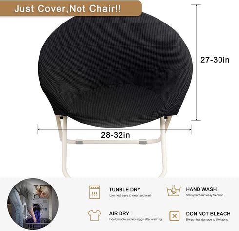 Hoomall Round Saucer Chair Cover Slipcover Only, Stretch Jacquard Moon Chair Slipcovers for Adults Saucer Chair, Removable Spandex Fabric Soft Chair Covers (Black)