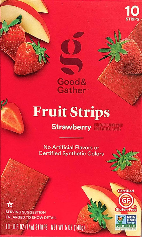 Fruit Strips Fruit Leathers Healthy Snack Made with Real Fruit and Veggie Puree Concentrate Good and Gather 10 Strips (Strawberry)
