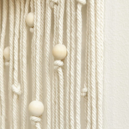 OCIOLI Macrame Wall Hanging Macrame Wall Decor Boho Decor Wall Macrame with Wood Beads Decor for Bedroom Iiving Room Wedding Office Dorm Spring Decor (Beige)