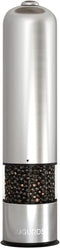 Electric Salt and Pepper Grinder - Automatic, Refillable, Battery Operated Stainless Steel Spice Mills with Light - One Handed Push Button Peppercorn Grinders and Sea Salt Mills